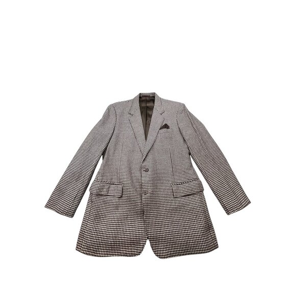 Houndstooth Mens 42 Blazer Jacket Wallen Tailor Co. Large Office Casual Preppy - Picture 1 of 10